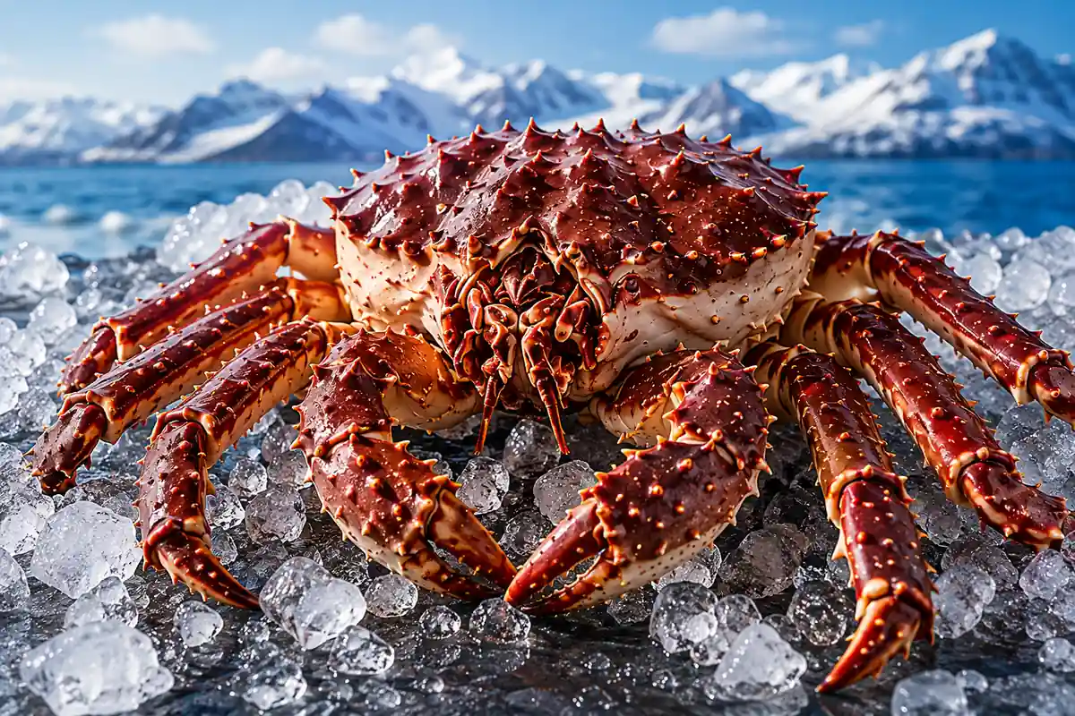 Premium Norwegian King Crab on ice